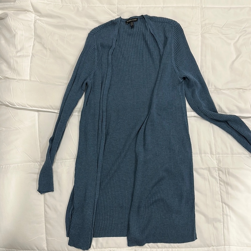Great condition blue Eileen fisher king cardigan